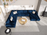 Mamaia 7-Sitzer Panorama-Ecksofa, Linke Seite, Beine Goldmetall, mit Bezug aus Samt (Blu86) in Königsblau, 327x256 cm – Bild 2
