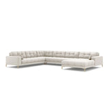 Mamaia 7-Sitzer Panorama-Ecksofa, Linke Seite, Beine Goldmetall, mit Bezug aus Samt oder Strukturstoff, 327x256 cm – Bild 1