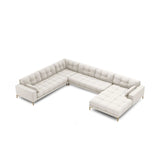 Mamaia 7-Sitzer Panorama-Ecksofa, Linke Seite, Beine Goldmetall, mit Bezug aus Samt oder Strukturstoff, 327x256 cm – Bild 4