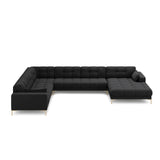 Mamaia 7-Sitzer Panorama-Ecksofa, Linke Seite, Beine Goldmetall, mit Bezug aus Strukturierter Stoff (Nev97) in Dunkelgrau, 327x256 cm – Bild 3