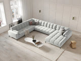 Mamaia 7-Sitzer Panorama-Ecksofa, Linke Seite, Metallbeine Schwarz, mit Bezug aus Samt (Blu03) in Silber, 327x256 cm – Bild 2