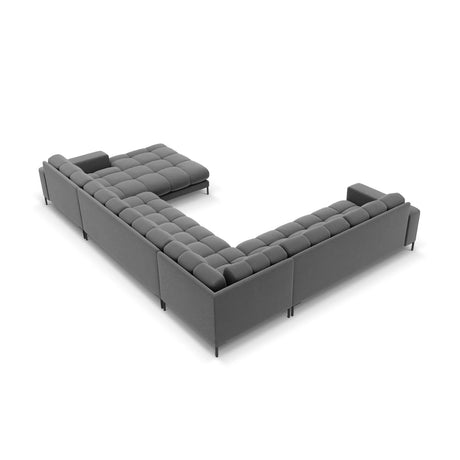 Mamaia 7-Sitzer Panorama-Ecksofa, Linke Seite, Metallbeine Schwarz, mit Bezug aus Samt (Blu13) in Hellgrau, 327x256 cm – Bild 5