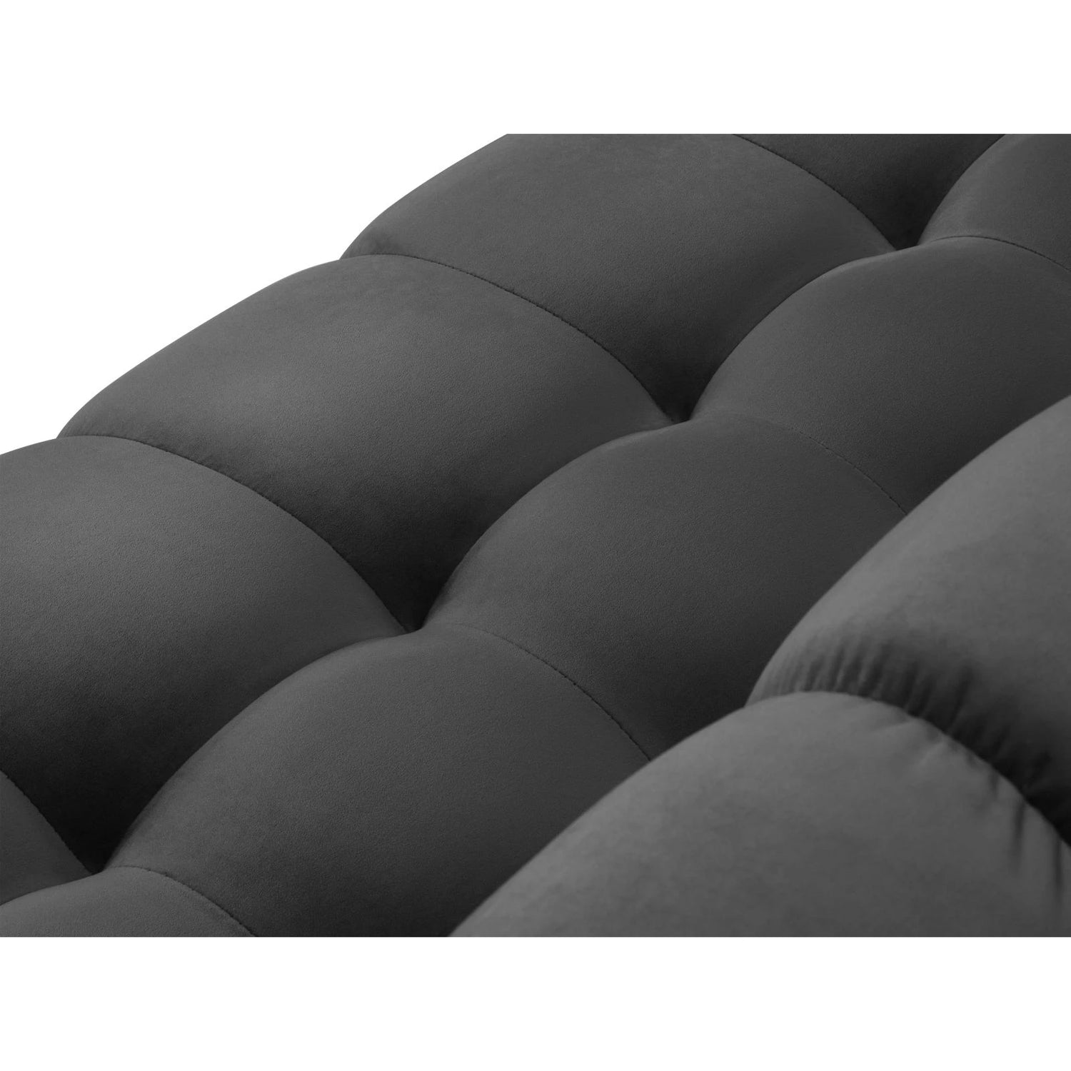Mamaia 7-Sitzer Panorama-Ecksofa, Linke Seite, Metallbeine Schwarz, mit Bezug aus Samt (Blu18) in Dunkelgrau, 327x256 cm – Bild 6