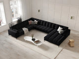 Mamaia 7-Sitzer Panorama-Ecksofa, Linke Seite, Metallbeine Schwarz, mit Bezug aus Samt (Blu19) in Schwarz, 327x256 cm – Bild 2