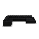 Mamaia 7-Sitzer Panorama-Ecksofa, Linke Seite, Metallbeine Schwarz, mit Bezug aus Samt (Blu19) in Schwarz, 327x256 cm – Bild 4