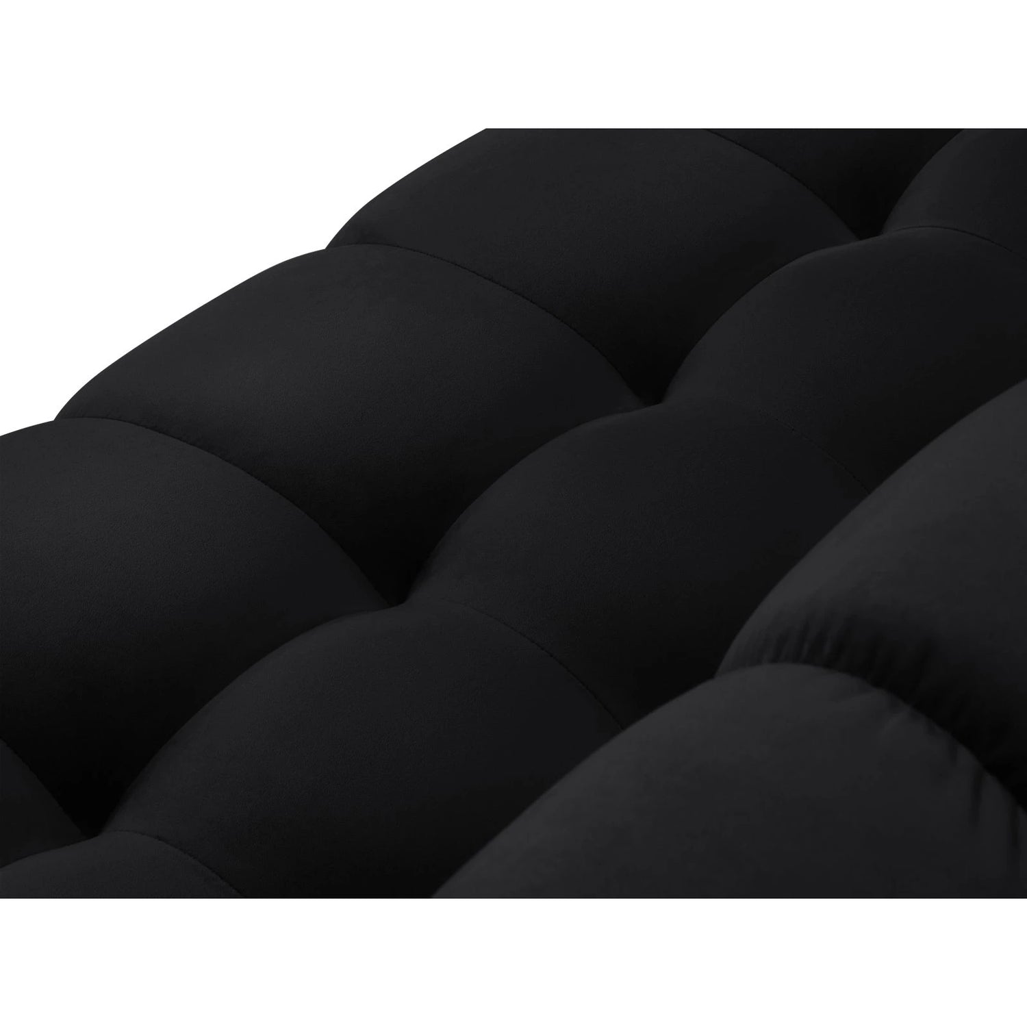 Mamaia 7-Sitzer Panorama-Ecksofa, Linke Seite, Metallbeine Schwarz, mit Bezug aus Samt (Blu19) in Schwarz, 327x256 cm – Bild 6