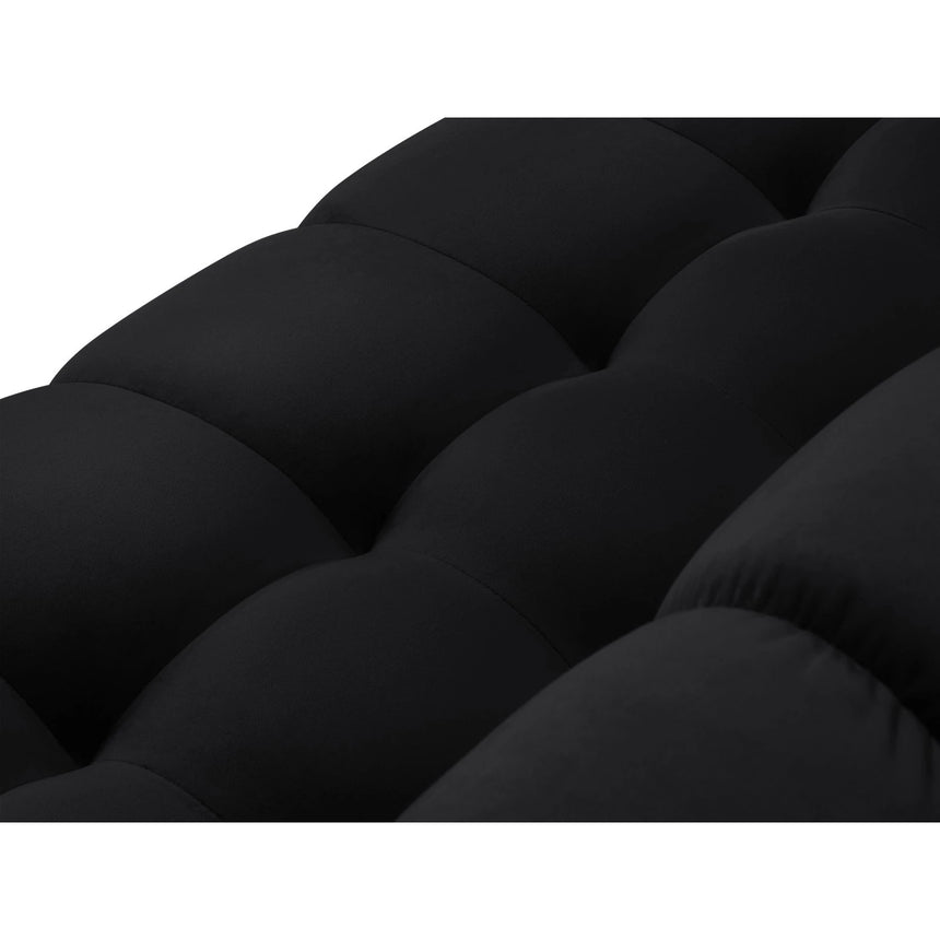 Mamaia 7-Sitzer Panorama-Ecksofa, Linke Seite, Metallbeine Schwarz, mit Bezug aus Samt (Blu19) in Schwarz, 327x256 cm – Bild 6