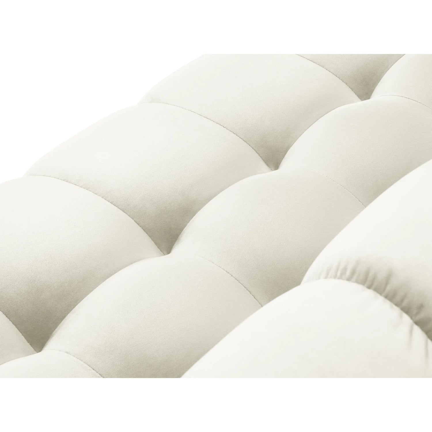 Mamaia 7-Sitzer Panorama-Ecksofa, Linke Seite, Metallbeine Schwarz, mit Bezug aus Samt (Blu22) in Leichtes Beige, 327x256 cm – Bild 6