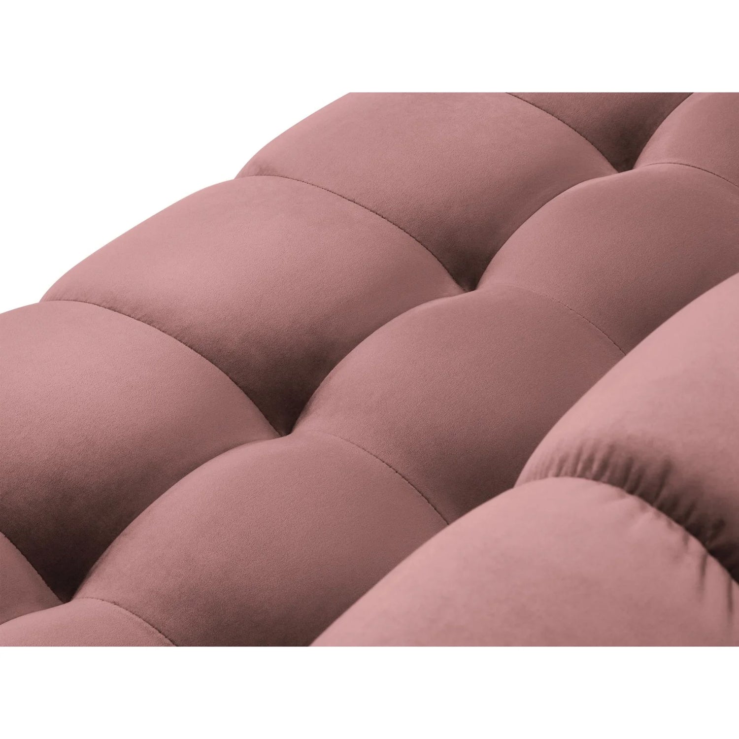 Mamaia 7-Sitzer Panorama-Ecksofa, Linke Seite, Metallbeine Schwarz, mit Bezug aus Samt (Blu52) in Rosa, 327x256 cm – Bild 6