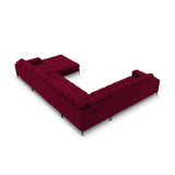 Mamaia 7-Sitzer Panorama-Ecksofa, Linke Seite, Metallbeine Schwarz, mit Bezug aus Samt (Blu59) in Rot, 327x256 cm – Bild 5