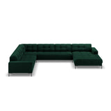 Mamaia 7-Sitzer Panorama-Ecksofa, Linke Seite, Metallbeine Schwarz, mit Bezug aus Samt (Blu78) in Flaschengrün, 327x256 cm – Bild 4