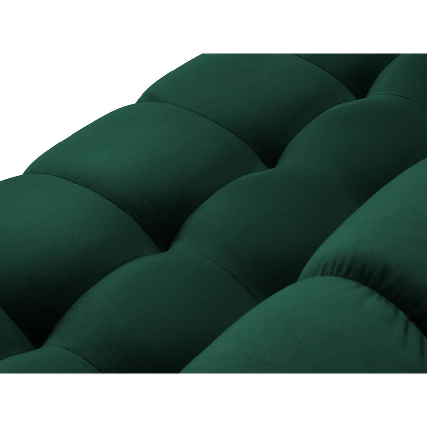 Mamaia 7-Sitzer Panorama-Ecksofa, Linke Seite, Metallbeine Schwarz, mit Bezug aus Samt (Blu78) in Flaschengrün, 327x256 cm – Bild 6