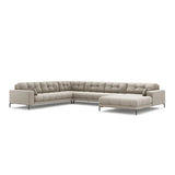 Mamaia 7-Sitzer Panorama-Ecksofa, Linke Seite, Metallbeine Schwarz, mit Bezug aus Strukturierter Stoff (Nev04) in Beige, 327x256 cm – Bild 1