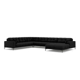 Mamaia 7-Sitzer Panorama-Ecksofa, Linke Seite, Metallbeine Schwarz, mit Bezug aus Strukturierter Stoff (Nev100) in Schwarz, 327x256 cm – Bild 1