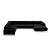 Mamaia 7-Sitzer Panorama-Ecksofa, Linke Seite, Metallbeine Schwarz, mit Bezug aus Strukturierter Stoff (Nev100) in Schwarz, 327x256 cm – Bild 3