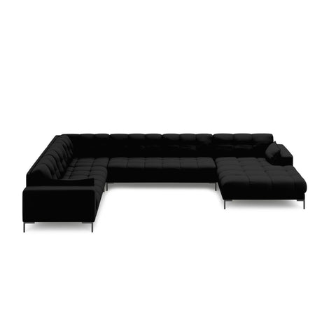 Mamaia 7-Sitzer Panorama-Ecksofa, Linke Seite, Metallbeine Schwarz, mit Bezug aus Strukturierter Stoff (Nev100) in Schwarz, 327x256 cm – Bild 3