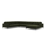 Mamaia 7-Sitzer Panorama-Ecksofa, Linke Seite, Metallbeine Schwarz, mit Bezug aus Strukturierter Stoff (Nev39) in Grün, 327x256 cm – Bild 1