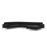 Mamaia 7-Sitzer Panorama-Ecksofa, Linke Seite, Metallbeine Schwarz, mit Bezug aus Strukturierter Stoff (Nev97) in Dunkelgrau, 327x256 cm – Bild 1