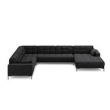 Mamaia 7-Sitzer Panorama-Ecksofa, Linke Seite, Metallbeine Schwarz, mit Bezug aus Strukturierter Stoff (Nev97) in Dunkelgrau, 327x256 cm – Bild 3