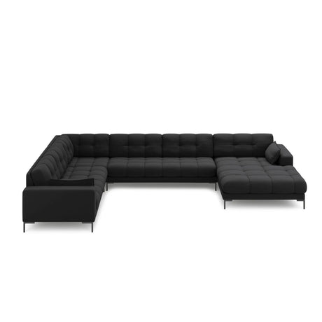 Mamaia 7-Sitzer Panorama-Ecksofa, Linke Seite, Metallbeine Schwarz, mit Bezug aus Strukturierter Stoff (Nev97) in Dunkelgrau, 327x256 cm – Bild 3