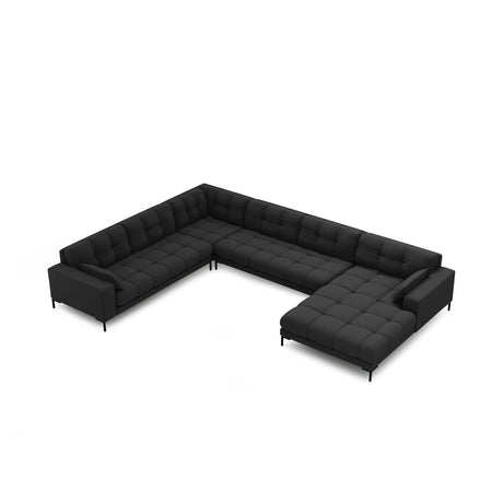 Mamaia 7-Sitzer Panorama-Ecksofa, Linke Seite, Metallbeine Schwarz, mit Bezug aus Strukturierter Stoff (Nev97) in Dunkelgrau, 327x256 cm – Bild 4