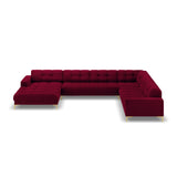Mamaia 7-Sitzer Panorama-Ecksofa, Rechte Seite, Beine Goldmetall, mit Bezug aus Samt (Blu59) in Rot, 327x256 cm – Bild 4