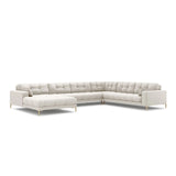 Mamaia 7-Sitzer Panorama-Ecksofa, Rechte Seite, Beine Goldmetall, mit Bezug aus Samt oder Strukturstoff, 327x256 cm – Bild 1