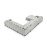 Mamaia 7-Sitzer Panorama-Ecksofa, Rechte Seite, Metallbeine Schwarz, mit Bezug aus Samt (Blu03) in Silber, 327x256 cm – Bild 5