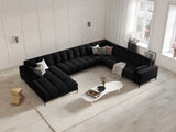 Mamaia 7-Sitzer Panorama-Ecksofa, Rechte Seite, Metallbeine Schwarz, mit Bezug aus Samt (Blu19) in Schwarz, 327x256 cm – Bild 2