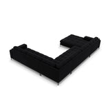 Mamaia 7-Sitzer Panorama-Ecksofa, Rechte Seite, Metallbeine Schwarz, mit Bezug aus Samt (Blu19) in Schwarz, 327x256 cm – Bild 5