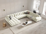 Mamaia 7-Sitzer Panorama-Ecksofa, Rechte Seite, Metallbeine Schwarz, mit Bezug aus Samt (Blu22) in Leichtes Beige, 327x256 cm – Bild 2