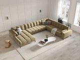 Mamaia 7-Sitzer Panorama-Ecksofa, Rechte Seite, Metallbeine Schwarz, mit Bezug aus Samt (Blu28) in Beige, 327x256 cm – Bild 2