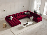 Mamaia 7-Sitzer Panorama-Ecksofa, Rechte Seite, Metallbeine Schwarz, mit Bezug aus Samt (Blu59) in Rot, 327x256 cm – Bild 2