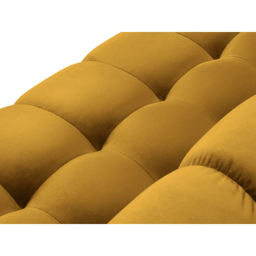 Mamaia 7-Sitzer Panorama-Ecksofa, Rechte Seite, Metallbeine Schwarz, mit Bezug aus Samt (Blu68) in Gelb, 327x256 cm – Bild 6