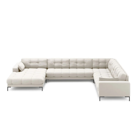 Mamaia 7-Sitzer Panorama-Ecksofa, Rechte Seite, Metallbeine Schwarz, mit Bezug aus Samt oder Strukturstoff, 327x256 cm – Bild 3