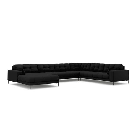 Mamaia 7-Sitzer Panorama-Ecksofa, Rechte Seite, Metallbeine Schwarz, mit Bezug aus Strukturierter Stoff (Nev100) in Schwarz, 327x256 cm – Bild 1