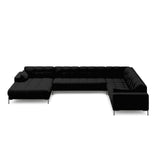 Mamaia 7-Sitzer Panorama-Ecksofa, Rechte Seite, Metallbeine Schwarz, mit Bezug aus Strukturierter Stoff (Nev100) in Schwarz, 327x256 cm – Bild 3
