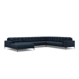 Mamaia 7-Sitzer Panorama-Ecksofa, Rechte Seite, Metallbeine Schwarz, mit Bezug aus Strukturierter Stoff (Nev77) in Blau, 327x256 cm – Bild 1