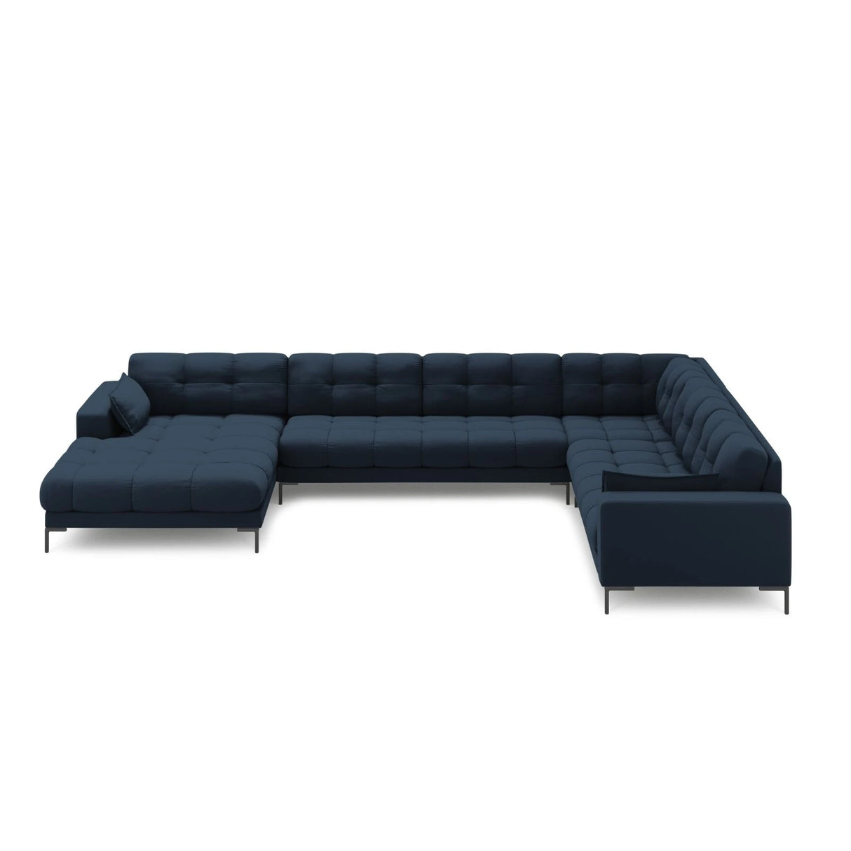 Mamaia 7-Sitzer Panorama-Ecksofa, Rechte Seite, Metallbeine Schwarz, mit Bezug aus Strukturierter Stoff (Nev77) in Blau, 327x256 cm – Bild 3