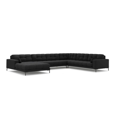 Mamaia 7-Sitzer Panorama-Ecksofa, Rechte Seite, Metallbeine Schwarz, mit Bezug aus Strukturierter Stoff (Nev97) in Dunkelgrau, 327x256 cm – Bild 1