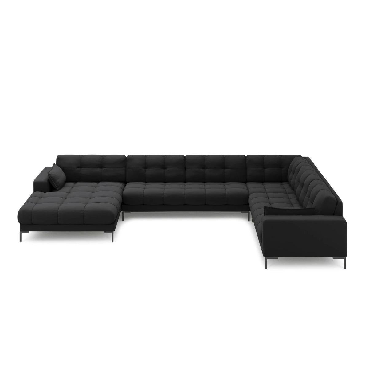 Mamaia 7-Sitzer Panorama-Ecksofa, Rechte Seite, Metallbeine Schwarz, mit Bezug aus Strukturierter Stoff (Nev97) in Dunkelgrau, 327x256 cm – Bild 3