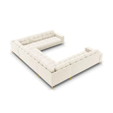 Mamaia 9-Sitzer Panorama-Sofa symmetrisch, Beine Goldmetall, mit Bezug aus Samt (Blu22) in Leichtes Beige, 337x256 cm – Bild 4