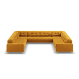 Mamaia 9-Sitzer Panorama-Sofa symmetrisch, Beine Goldmetall, mit Bezug aus Samt (Blu68) in Gelb, 337x256 cm – Bild 3