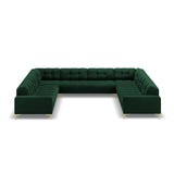 Mamaia 9-Sitzer Panorama-Sofa symmetrisch, Beine Goldmetall, mit Bezug aus Samt (Blu78) in Flaschengrün, 337x256 cm – Bild 3