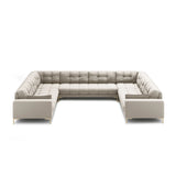 Mamaia 9-Sitzer Panorama-Sofa symmetrisch, Beine Goldmetall, mit Bezug aus Strukturierter Stoff (Nev04) in Beige, 337x256 cm – Bild 3