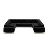Mamaia 9-Sitzer Panorama-Sofa symmetrisch, Beine Goldmetall, mit Bezug aus Strukturierter Stoff (Nev100) in Schwarz, 337x256 cm – Bild 3