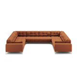 Mamaia 9-Sitzer Panorama-Sofa symmetrisch, Beine Goldmetall, mit Bezug aus Strukturierter Stoff (Nev52) in Ziegel, 337x256 cm – Bild 3