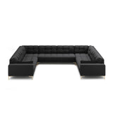 Mamaia 9-Sitzer Panorama-Sofa symmetrisch, Beine Goldmetall, mit Bezug aus Strukturierter Stoff (Nev97) in Dunkelgrau, 337x256 cm – Bild 3