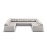 Mamaia 9-Sitzer Panorama-Sofa symmetrisch, Metallbeine Schwarz, mit Bezug aus Samt (Blu03) in Silber, 337x256 cm – Bild 3