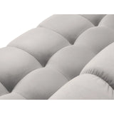 Mamaia 9-Sitzer Panorama-Sofa symmetrisch, Metallbeine Schwarz, mit Bezug aus Samt (Blu03) in Silber, 337x256 cm – Bild 5